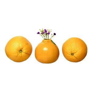 🍊Small Orange-Shaped Ceramic Vase - Quirky, Kitchen, Unique, Adorable!